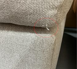 Open Box: PB Comfort Modern Square Arm Ottoman - Performance Heathered Basketweave Alabaster, Seadrift 