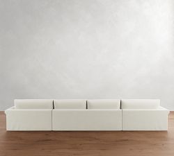 Westwood Roll Arm Deep Seat Slipcovered Double Chaise Sectional (191")