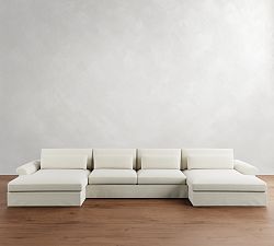 Westwood Roll Arm Deep Seat Slipcovered Double Chaise Sectional (191")
