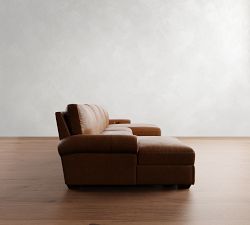 Big Sur Roll Arm Leather Power Reclining Double Chaise Sectional (148"-172")