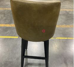 Open Box: Layton Leather Swivel Bar Stool (31.5") - Statesville Wolf Gray, Blackened Oak