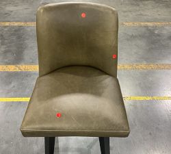 Open Box: Layton Leather Swivel Bar Stool (31.5") - Statesville Wolf Gray, Blackened Oak