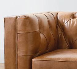 Chesterfield Square Arm Leather Sofa (73"&ndash;96")