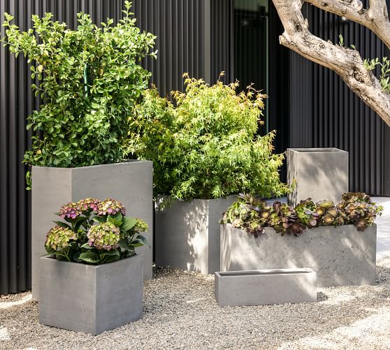 Outdoor Mission Square Planter, White, Large | Pottery Barn