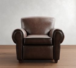 Manhattan Roll Arm Leather Recliner