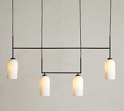 Claremont Milk Glass Cylinder Linear Chandelier