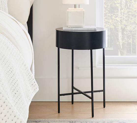Jean Round Metal Nightstand (16")