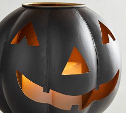 Metal Jack-O-Lantern Candle Holder