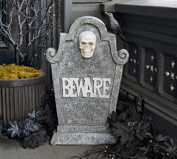 Lit Haunted Tombstone