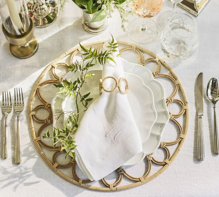 Monique Lhuillier Antibes Handwoven Rattan Charger Plate | Pottery