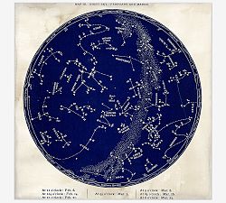 Framed Vintage Astronomical Chart - Blue