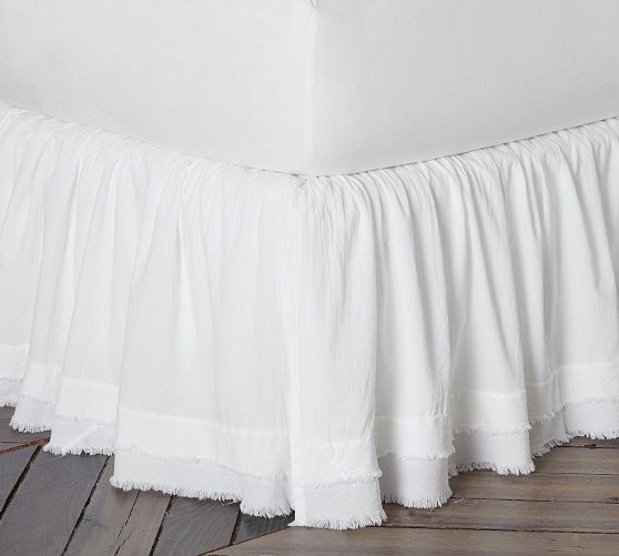 Jupon De Lit Plissé Pottery Barn - 100% Coton Crème - Taille California King - Neuf Avec étiquette