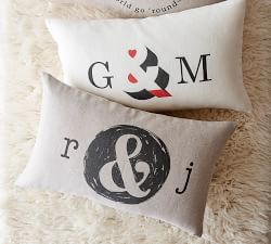 Personalized Couple Initials Linen Pillow Cover