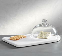 White Marble Glass Domed Cheese Board
