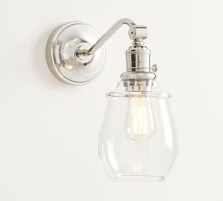 Petite Glass Curved Arm Sconce (5'')