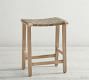 Fenton Woven Backless Leather Stool