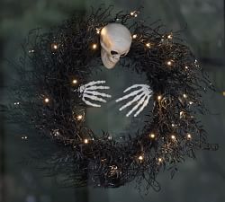 Handcrafted Light Up Skeleton Wreath