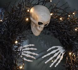 Handcrafted Light Up Skeleton Wreath