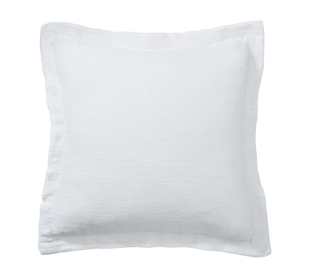 European Flax Linen Waffle Sham, Set of 3 (Euro) | White