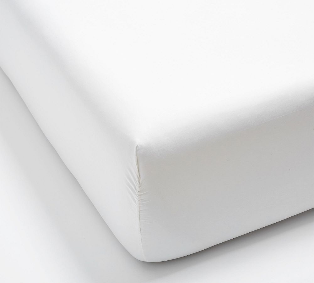400-Thread-Count Organic Percale Fitted Sheet - White, Queen