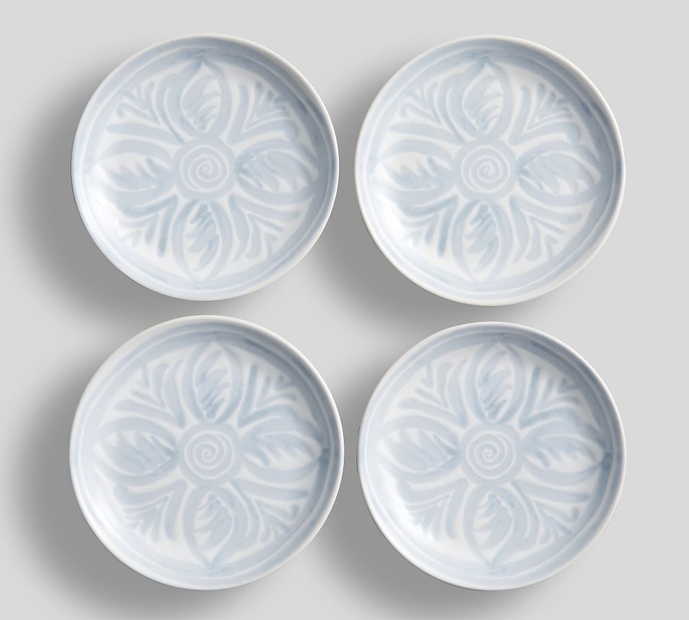 Chambray Tile Stoneware Appetizer Plates - Set of 4 - Set of 4