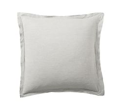 Open Box: Belgian Flax Linen Double Flange Sham, Euro Set of 3 - Soft Gray