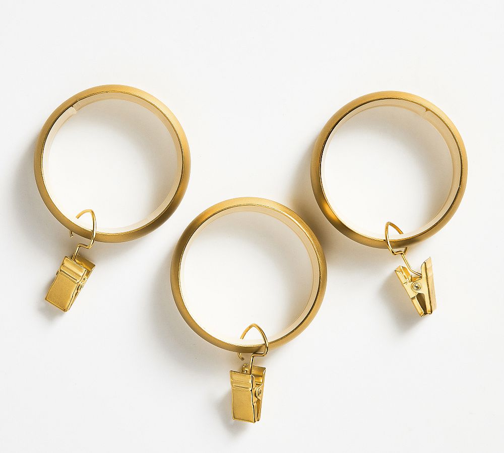 Quiet-Glide Curtain Clip Rings - Set of 10 - Brass, 60" - 108", Set of 10, 1.25" Diam.