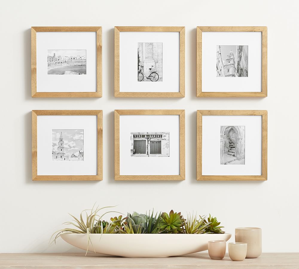 Wood Gallery Frames - 10"x10" Overall (4"x6", 5"x5" Opening) - Natural