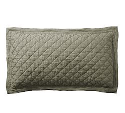 Open Box: Belgian Flax Linen Diamond Quilted Sham, King - Set of 2 - Loden