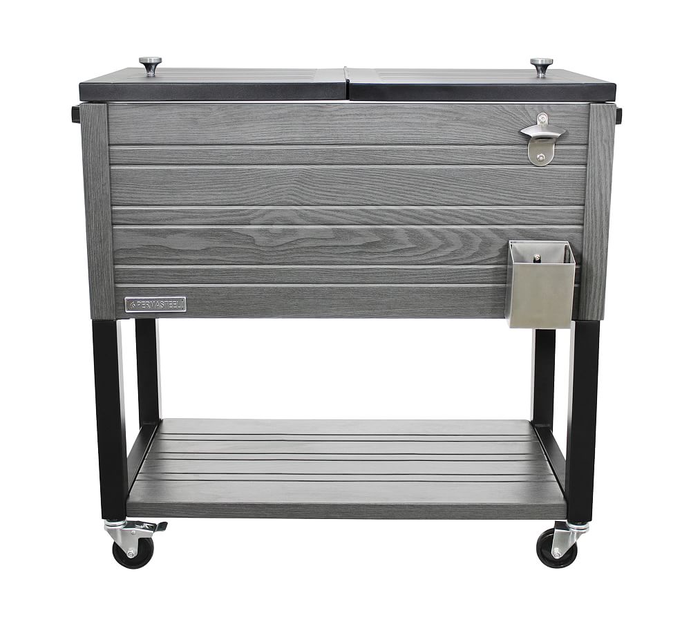 Wood Grain Stand-Up Cooler with Bottle Opener - Gray