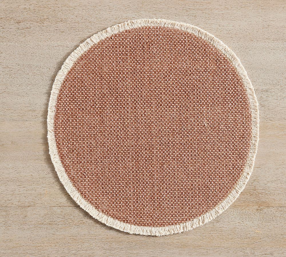Mason Handwoven Cotton Fringe Round Placemats - Set of 4 - Set of 4 - Clay