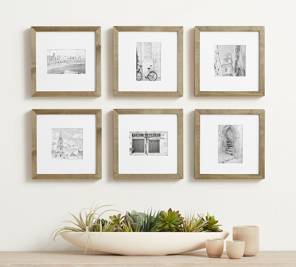 Wood Gallery Frames - 10"x10" Overall (4"x6", 5"x5" Opening) - Grey