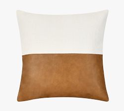 Aleta Leather &amp; Linen Pillow Cover