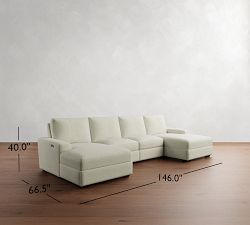 Big Sur Square Arm Power Reclining Double Chaise Sectional (146"170")