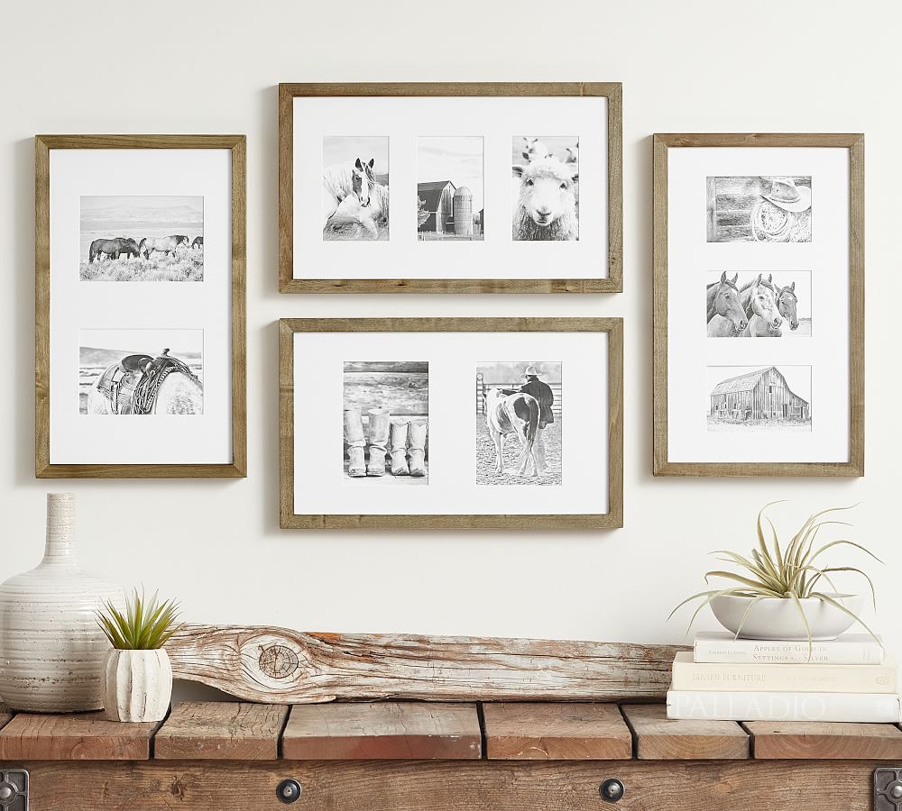 Wood Gallery Frames - 11"x18" Overall (2 Multi, 3 Multi Opening) - Grey