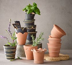 Handcrafted Eclectic Herb Pots, Set of 6