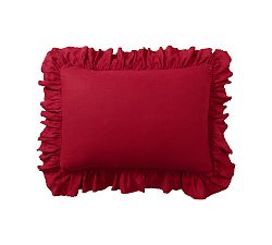 Open Box: Belgian Flax Linen Fringe Ruffle Sham, Standard, Set of 2 - Red Berry