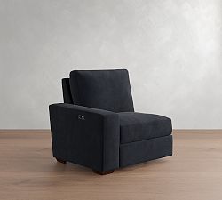 Open Box: Big Sur Square Arm Motion Leather Left Power Recliner - Keystone Navy, Ebony legs