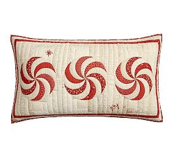 Open Box: Peppermint Swirls Reversible Quilted Sham, King - Red