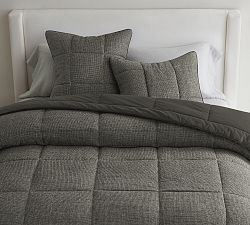 Open Box: Belgian Flax Linen Waffle Comforter, Full/Queen - Ebony