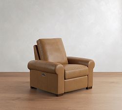 Turner Roll Arm Leather Power Recliner