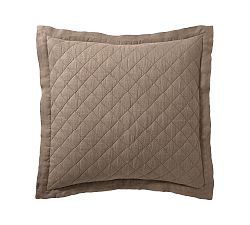 Open Box: Belgian Flax Linen Diamond Quilted Sham, Euro, Set of 2 - Café Noir