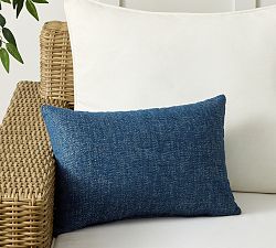 Open Box: Performance Boucle Outdoor Lumbar Pillow, 14" x 20" - Indigo