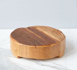 Open Box: Reclaimed Wood Round Pedestal, Small - Natural