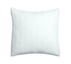 Open Box: Belgian Flax Linen Tufted Quilted Shams, Euro, Set of 3 - Blue Frost