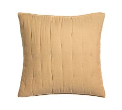 Open Box: Belgian Flax Linen Tufted Quilted Shams, Euro, Set of 3 - Harvest Gold