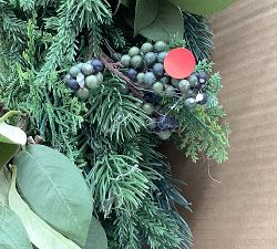Open Box: Faux Lit Rustic Pine and Berry Wreath (40")