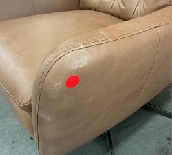 Open Box: Wells Tufted Leather Swivel Recliner - Churchfield Camel, Bronze