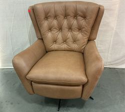Open Box: Wells Tufted Leather Swivel Recliner - Churchfield Camel, Bronze