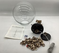 Open Box: Anthony Recycled Glass Globe Pendant, Small (14") - Bronze &amp; Tumbled Brass